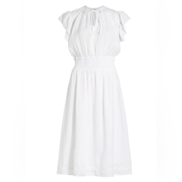 Rails lona Linen-Blend Midi Dress Women’s Size Small. White. Flutter Sle… - Picture 1 of 8